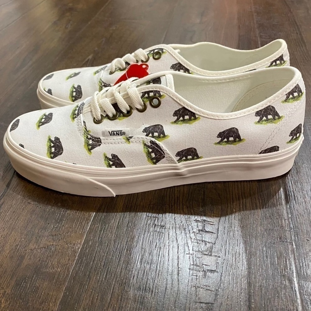 Vans Authentic‎ Outdoors Blanc de Blanc Bear Print Sneakers Size 9 Men - Picture 6 of 11